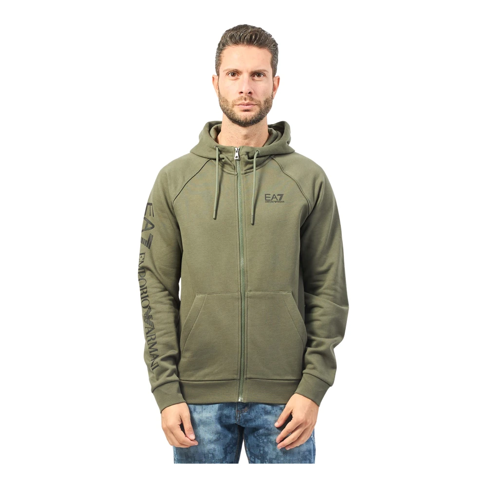 Emporio Armani Groene Hoodie met Rits EA7 Stijl Green Heren