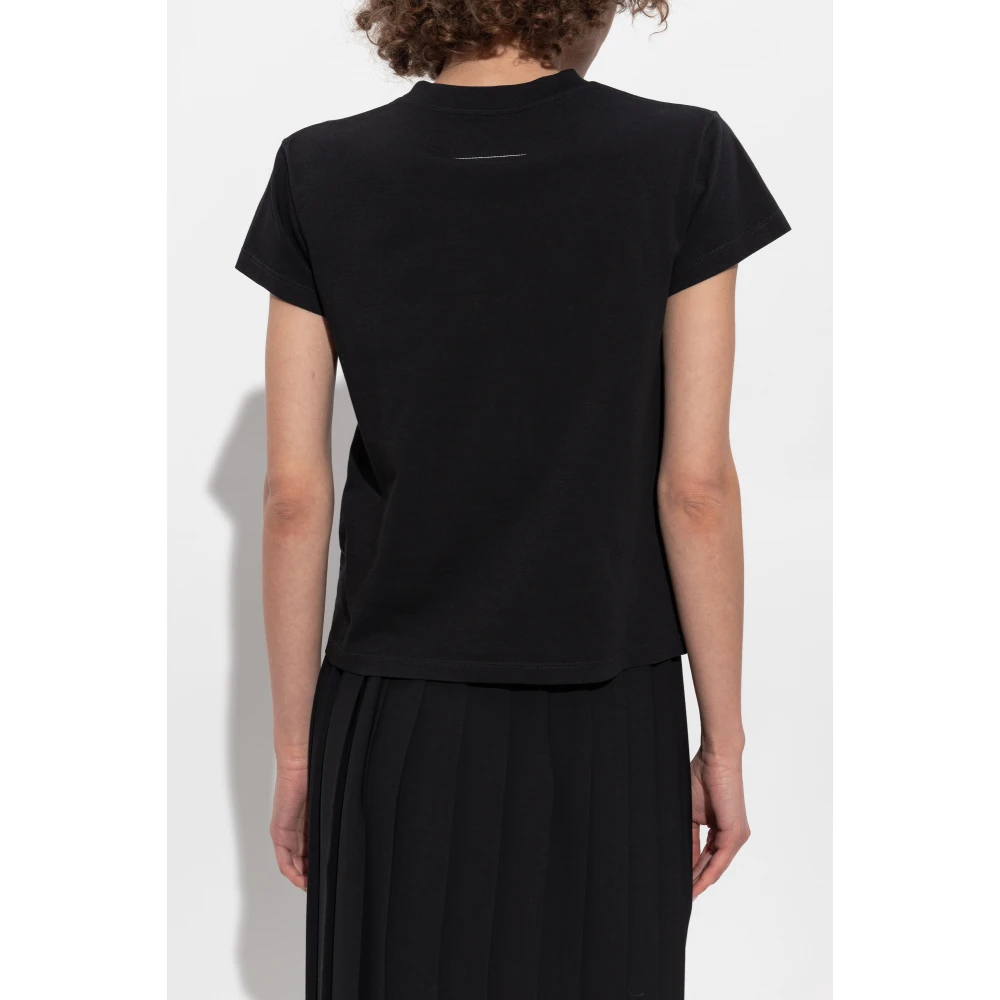 MM6 Maison Margiela Fringe T-shirt Black Dames