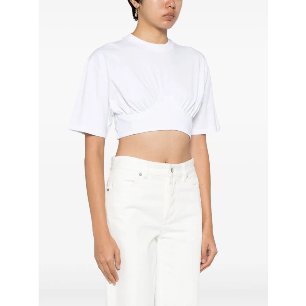 Jacquemus Wit Gedrapeerd Detail Crew Neck T-shirt White Dames