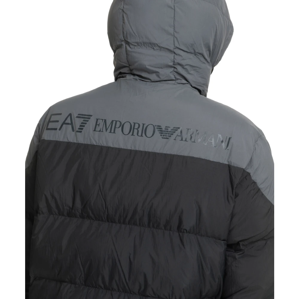 Emporio Armani EA7 Multikleur Trekkoord Rits Donsjas Black Heren