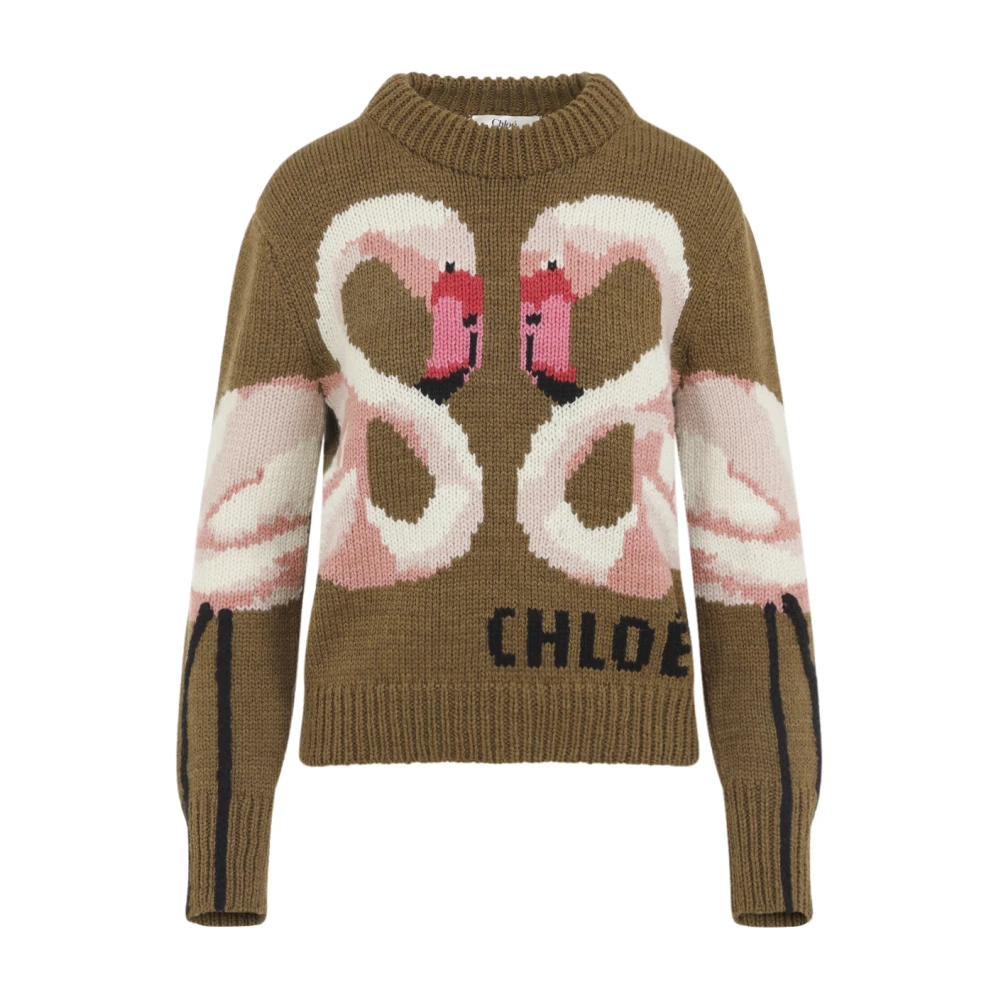 Chloé Women's Brown Round-Neck Knitwear, S, Round-Neck Pullover