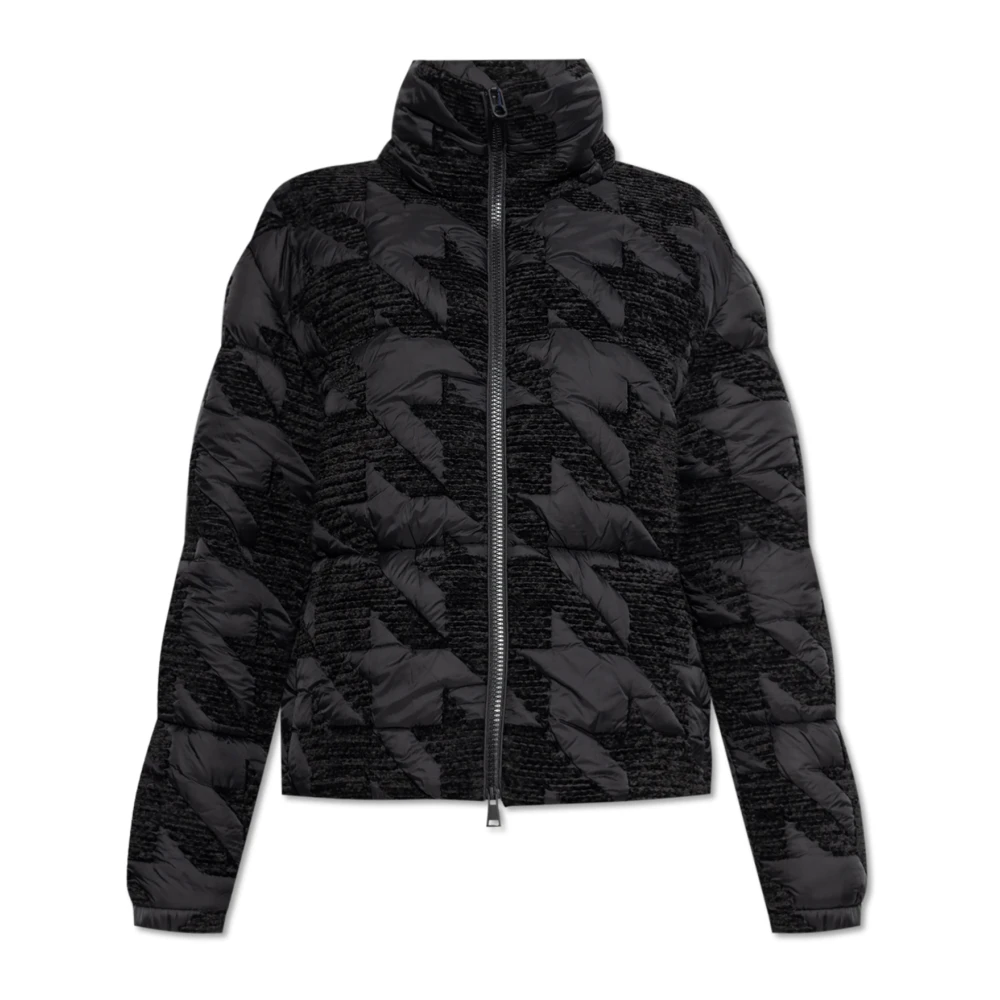 Moncler Korte donsjas met pied-de-poule patroon Black Dames