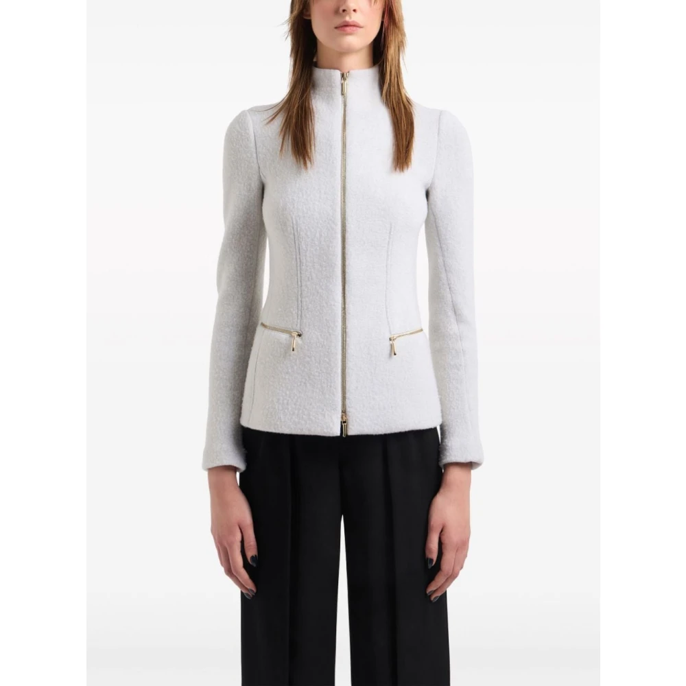 Giorgio Armani Witte Katoen-Wol Jas White Dames