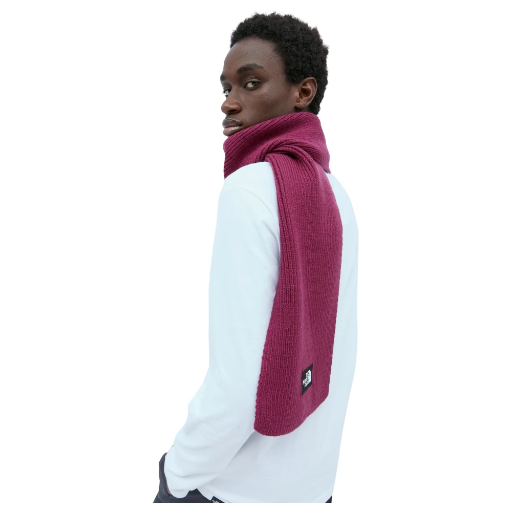 The North Face Gebreide sjaal met logo patch Purple Heren