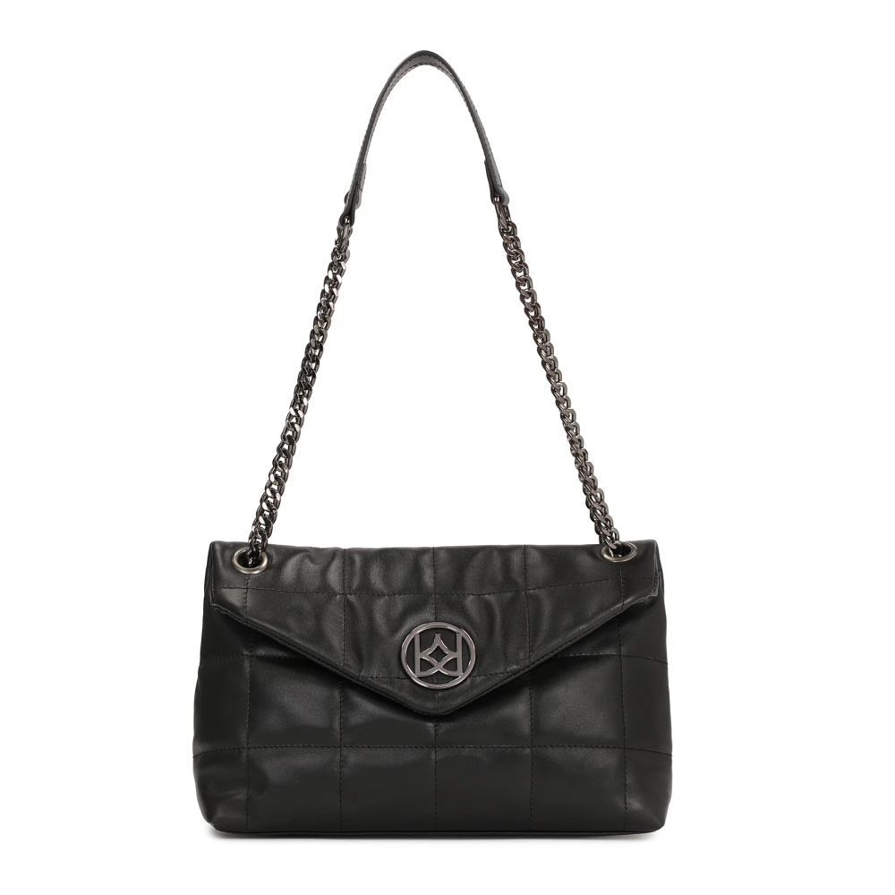 Kazar Gewatteerde leren handtas met klep Black Dames