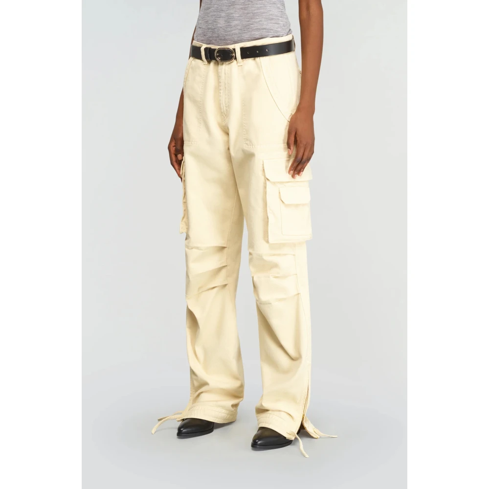 Semicouture Cargo denim jeans met brede taille Yellow Dames