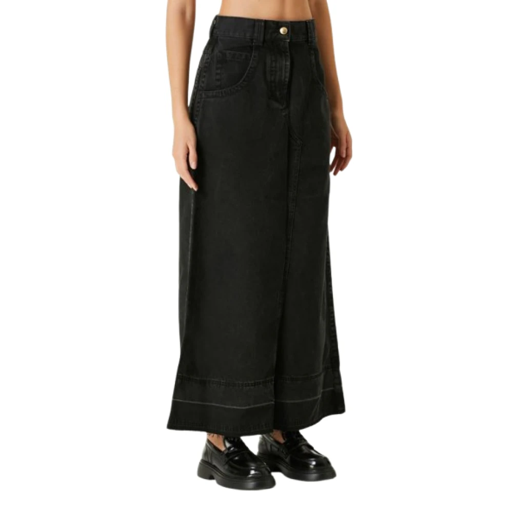 Palm Angels Zwarte Denim Maxi Rok met Hoge Taille Black Dames