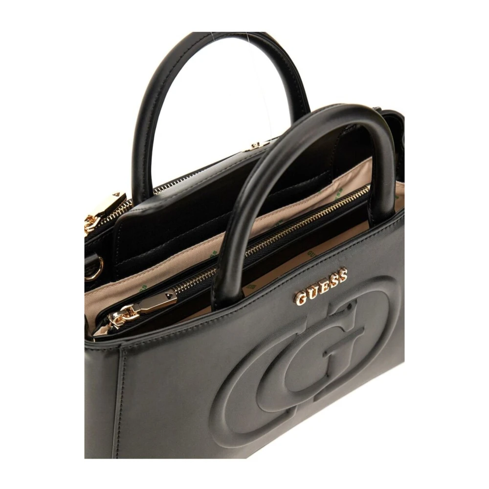 Guess Zwarte PU Leren Handtas Handheld Stijl Black Dames