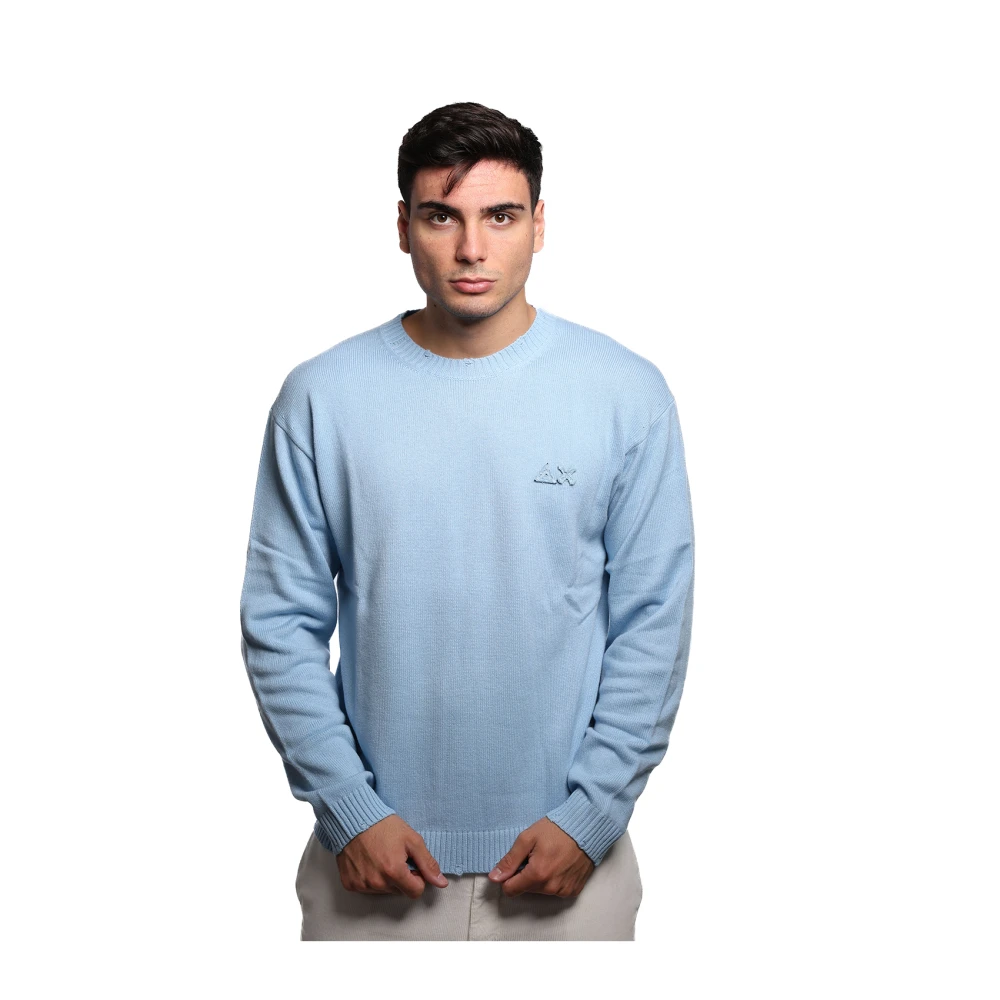 Sun68 Blauwe Wollen Trui K44122 Blue Heren