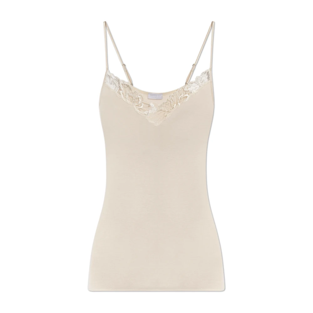 Hanro Donna Beige Top Con Spalle Scoperte