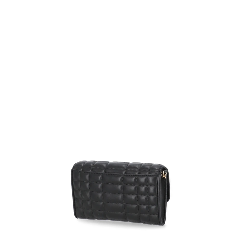 Michael Kors Zwarte Leren Schoudertas Flap Sluiting Black Dames