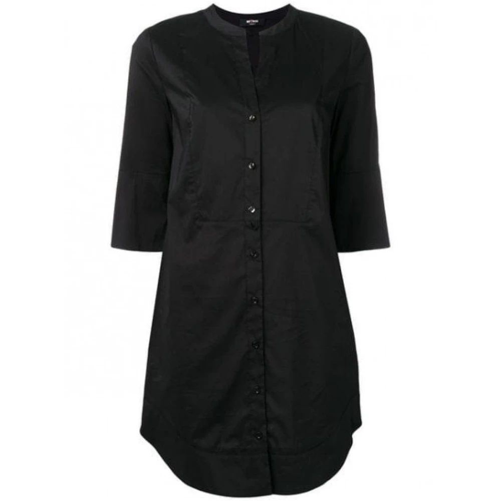 Twinset Lange Poplin Tuniek Korte Mouw Black Dames