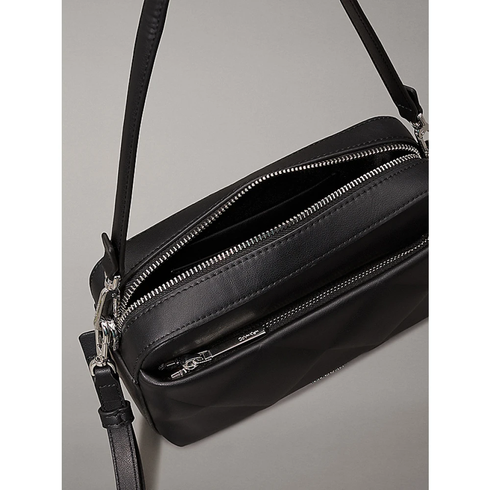 Calvin Klein Diamond Quilt Schoudertas met Logo Black Dames
