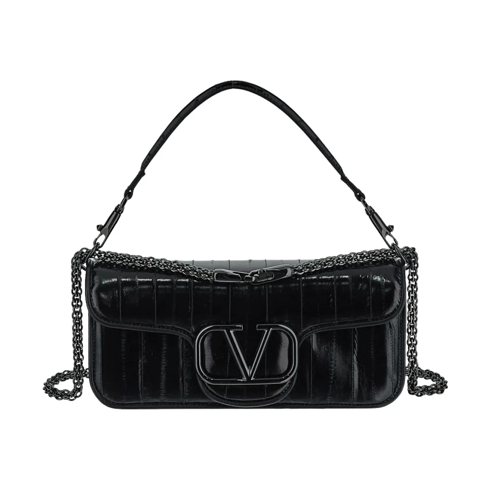 Valentino Garavani Leren Logo Tas Black Dames