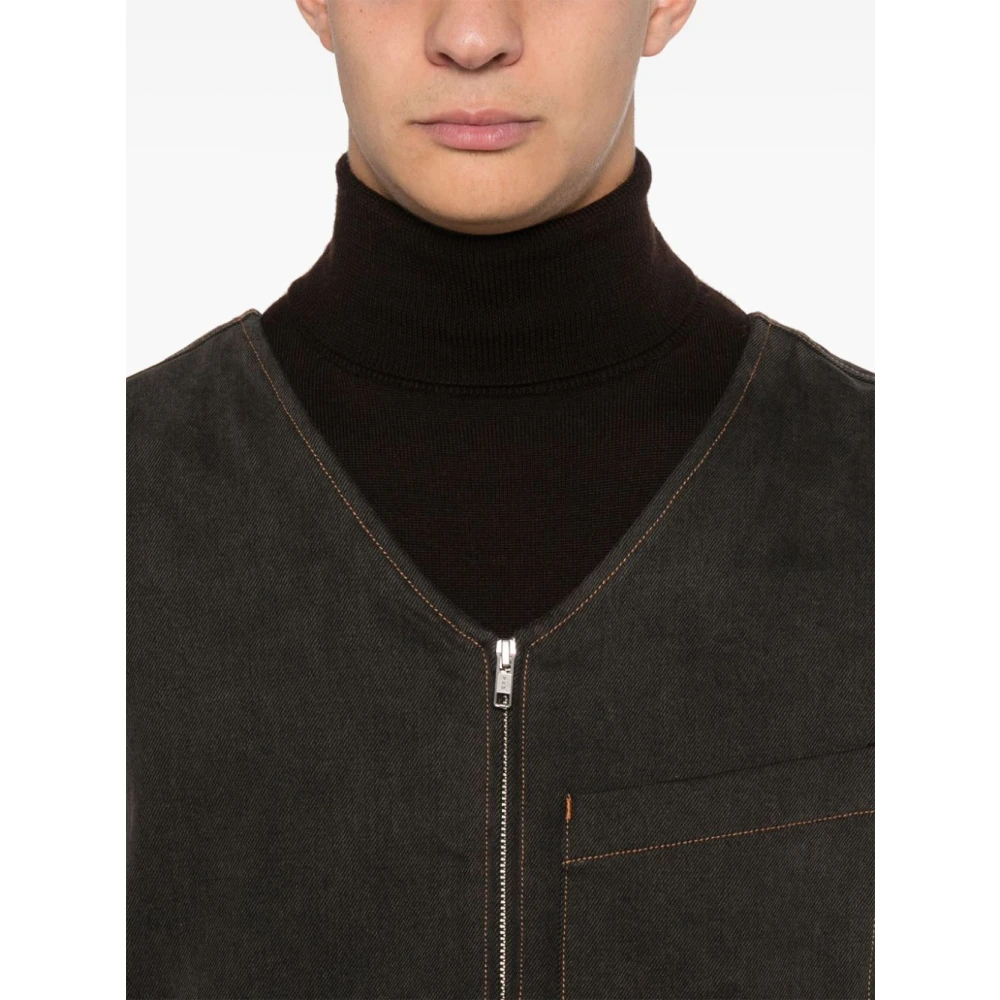 Agolde Denimvest met oranje stiksels Brown Heren