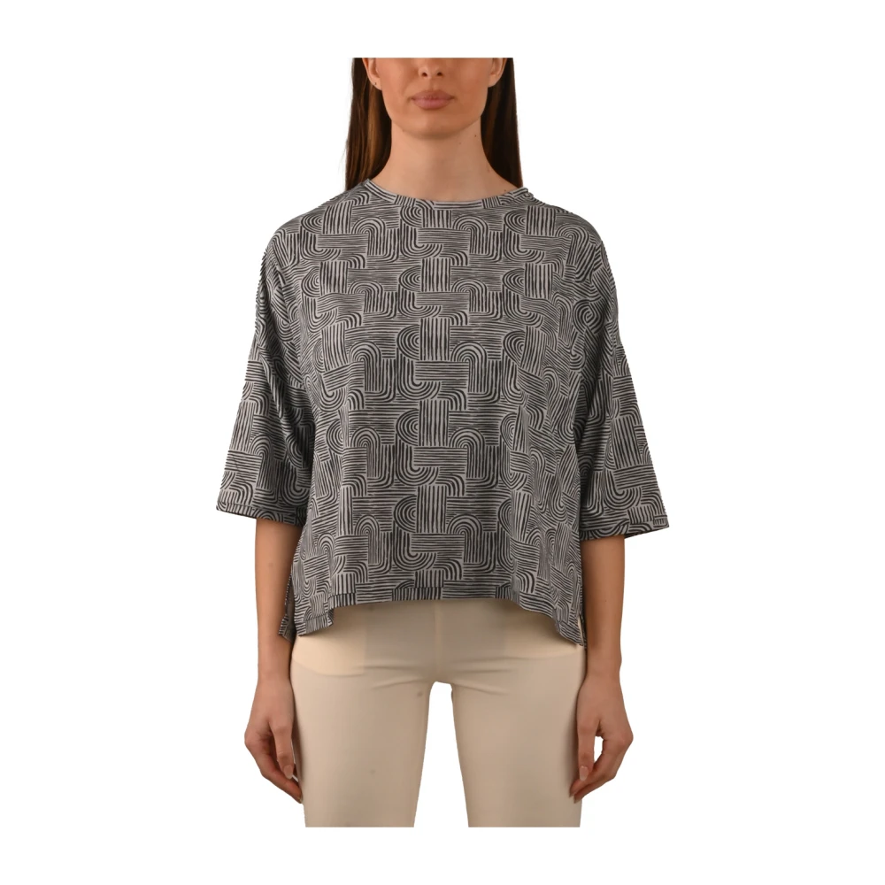 RRD T-shirt met patroon en korte mouwen Gray Dames