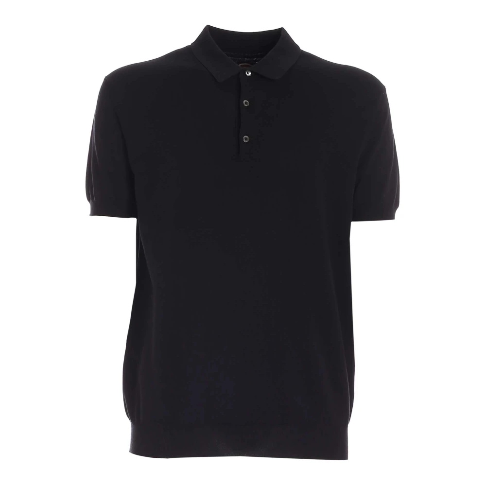 Baracuta Gebreide Polo in Zwart Black Heren