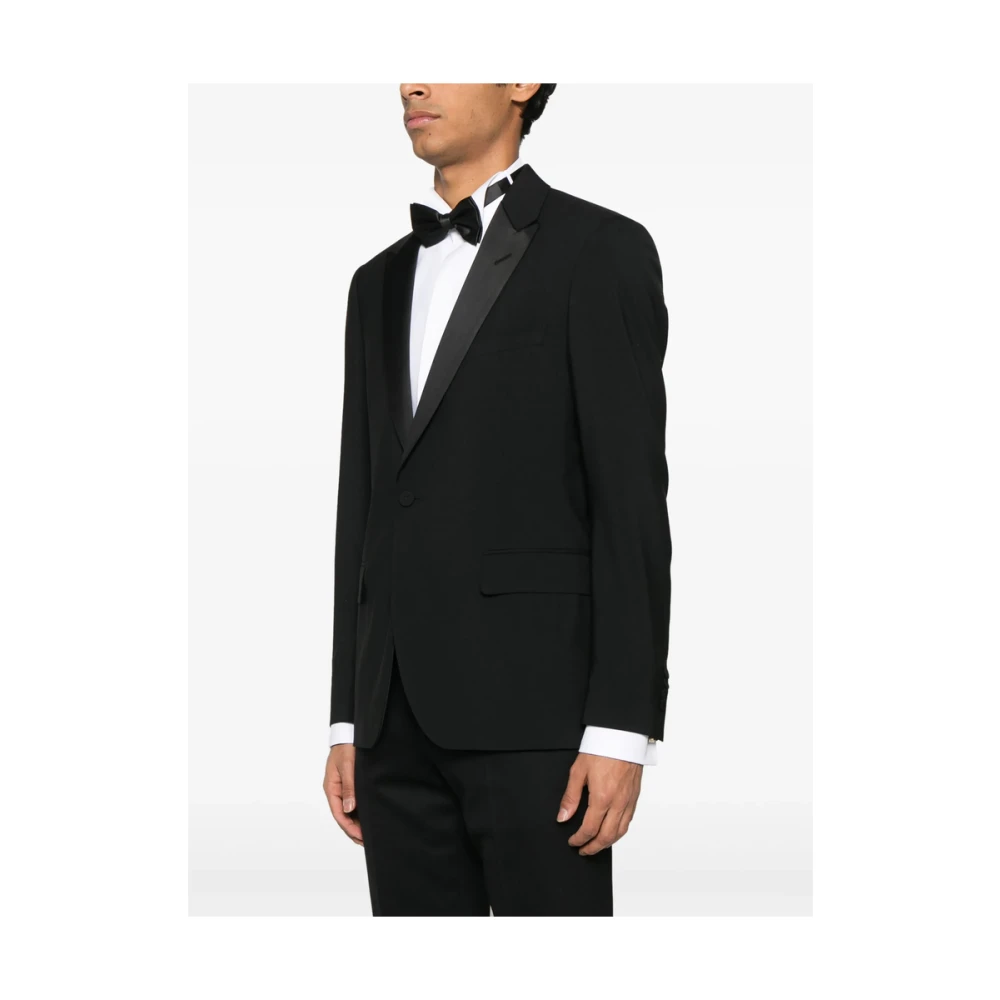 Lardini Zwarte jas met borstzak Black Heren