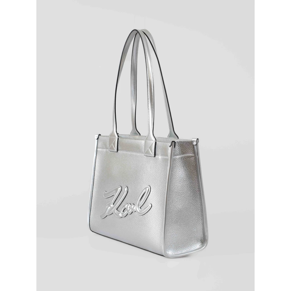 Karl Lagerfeld Gestructureerde Vierkante Tote Tas Gray Dames