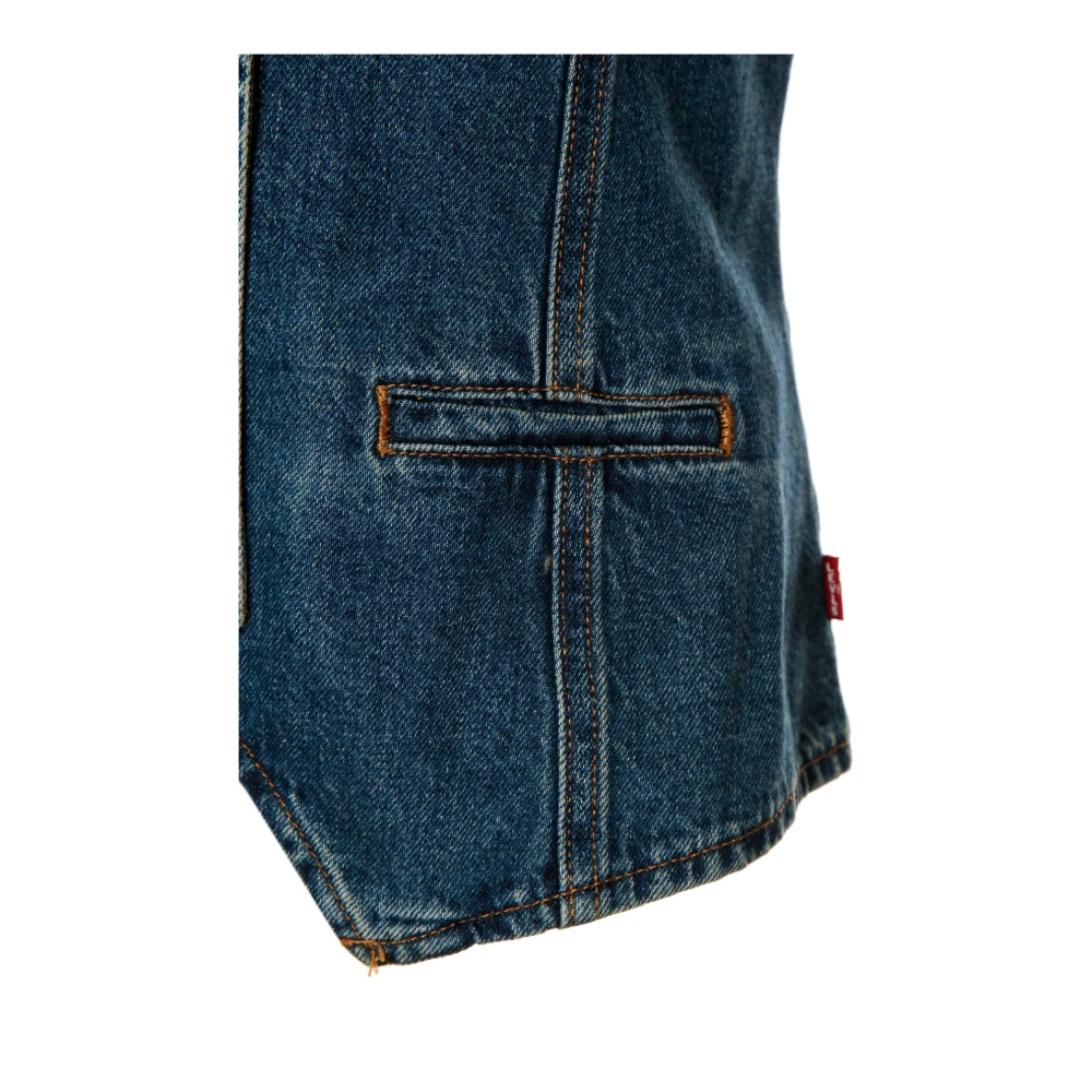 Levi's Denim Vest met V-hals Korsetstijl Blue Dames