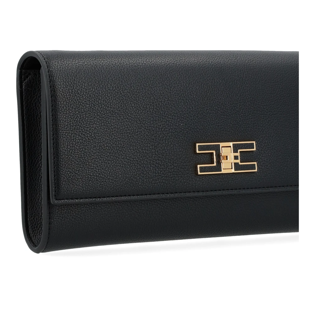 Elisabetta Franchi Zwarte Eco-lederen Baguette met Ketting Black Dames