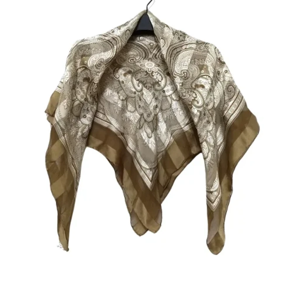 Saint Laurent Vintage Pre-owned Silk scarves Brown Dames