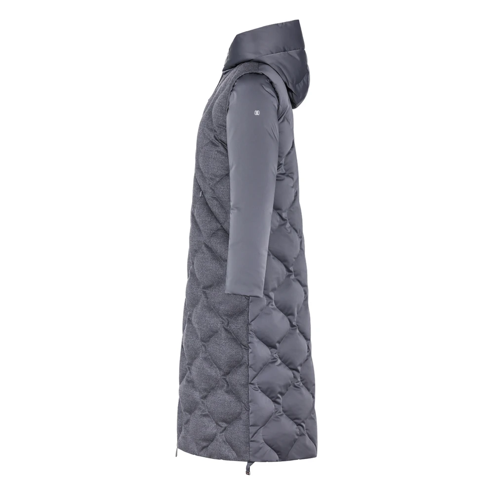 Duno Lange Puffer Parka Jas voor Vrouwen Gray Dames