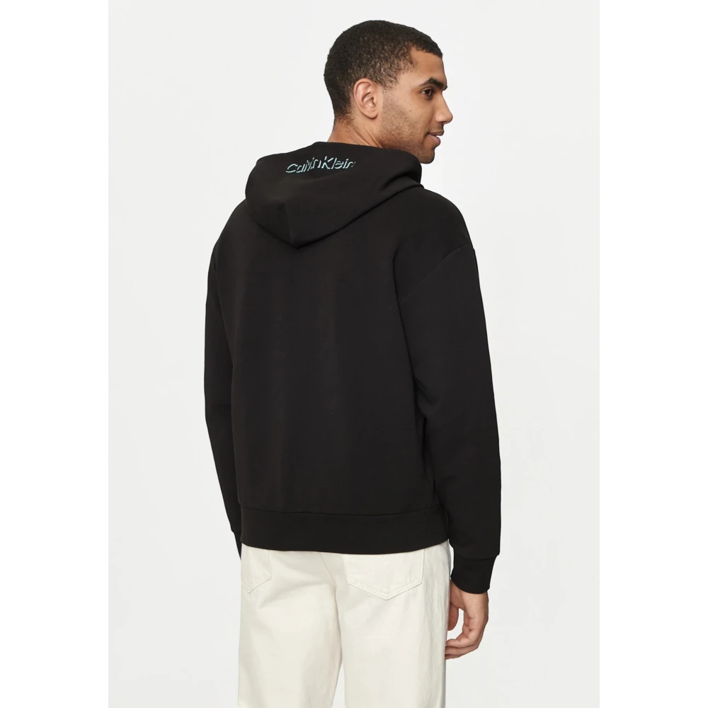 Calvin Klein Zwarte Hoodie BEH Shadow Embossed Black Heren