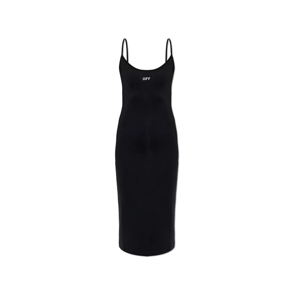 Off White Vrouw Zwart Kleedjes Dames, Xs, Spaghetti Band Jurk