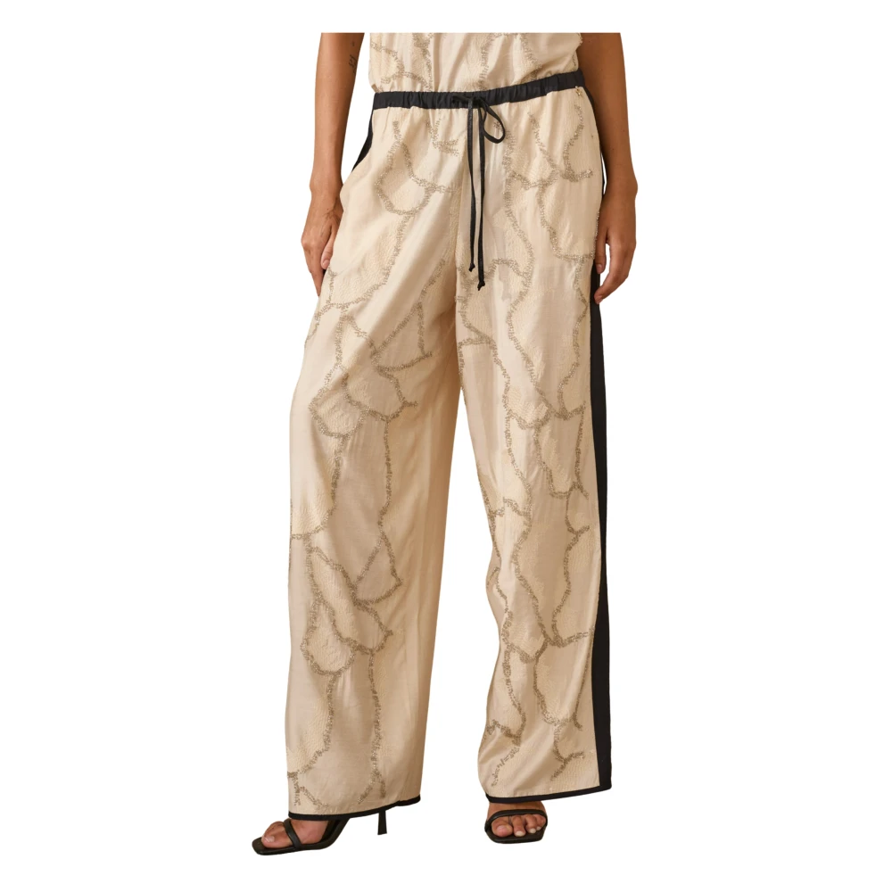 Souvenir Beige Pantaloni Poliestere - Female - Wide Trousers - M - Trousers