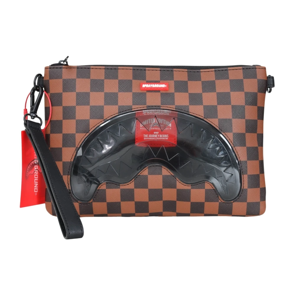 Sprayground Bruine Clear Rubber Shark Clutch Brown Heren