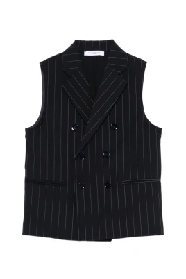 Double-Breasted Pinstriped Gilet