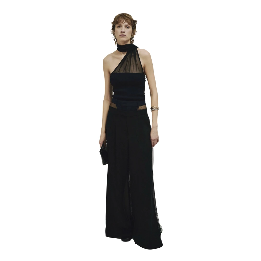 Erika Cavallini Black Wide Trousers, Female, S, Wide Trousers