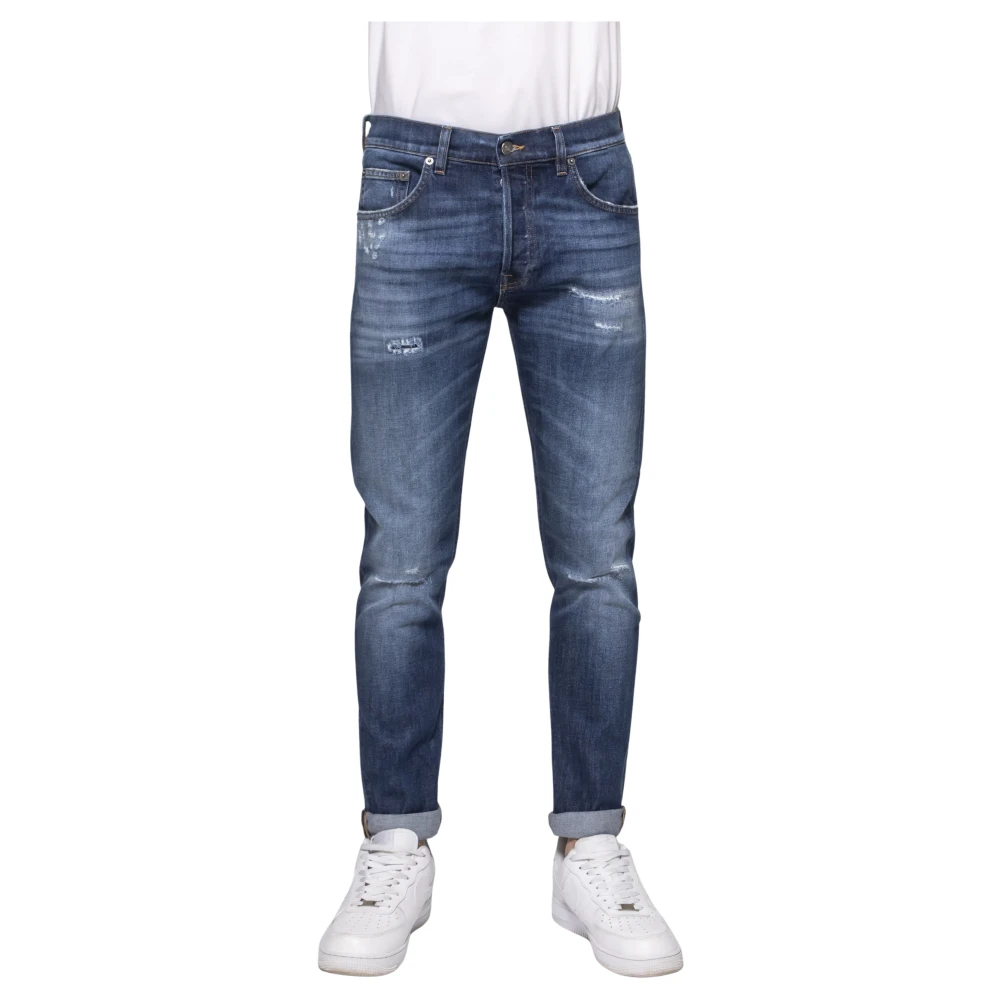 Dondup Men's Blue Slim-Fit Jeans,, Stretch Jeans With Patches W31