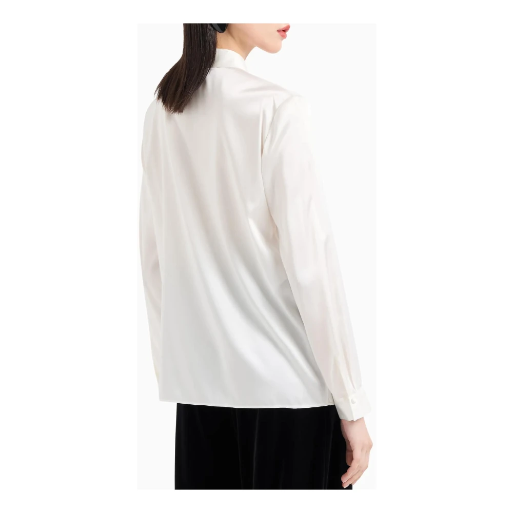 Emporio Armani Zijden Klassieke Kraag Shirt Wit White Dames