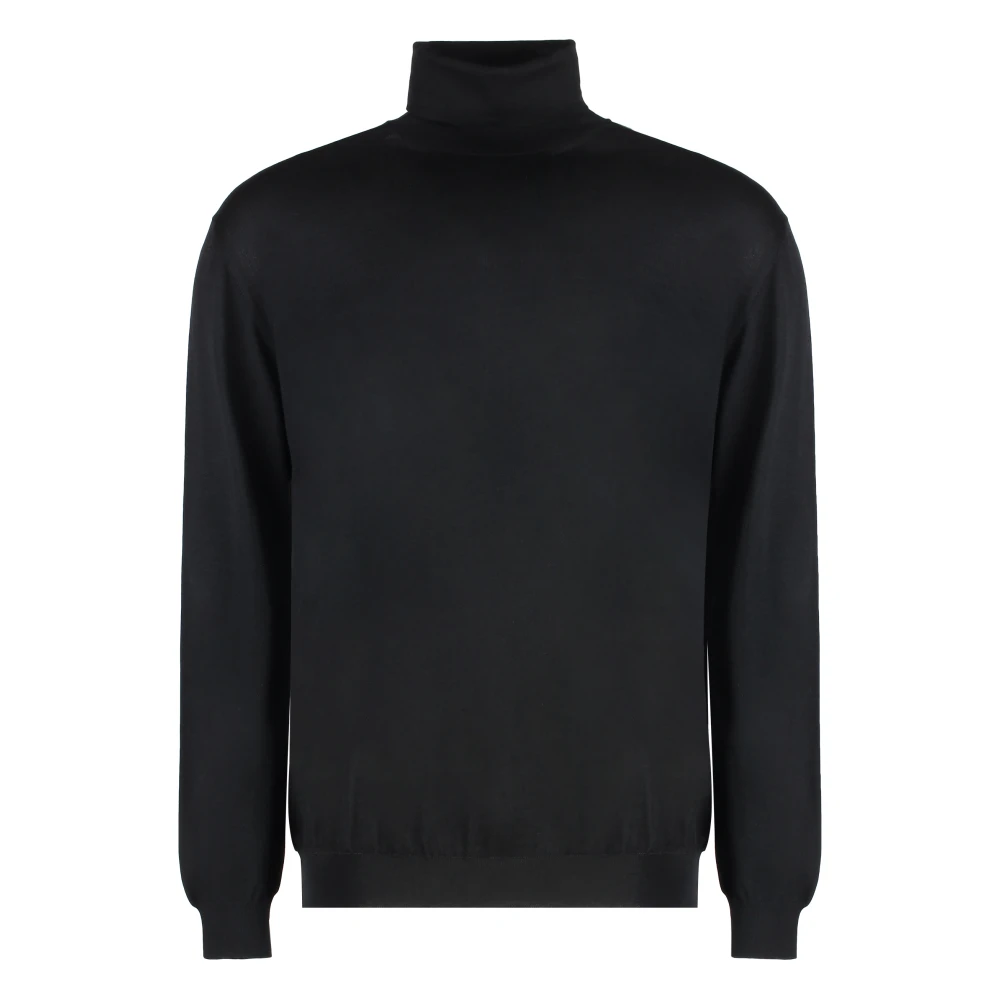 Malo Luxe Cashmere Silk Turtleneck Sweater Black Heren