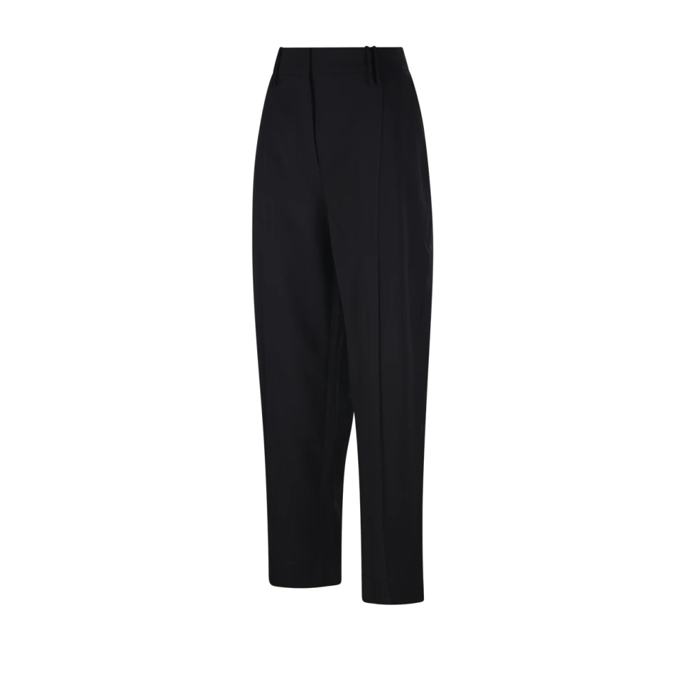 Ganni Relaxed Plooibroek in Licht Twill Black Dames