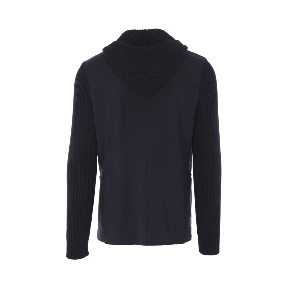 Eleventy Blauw enkelborstig jasje met afneembare capuchon Blue Heren