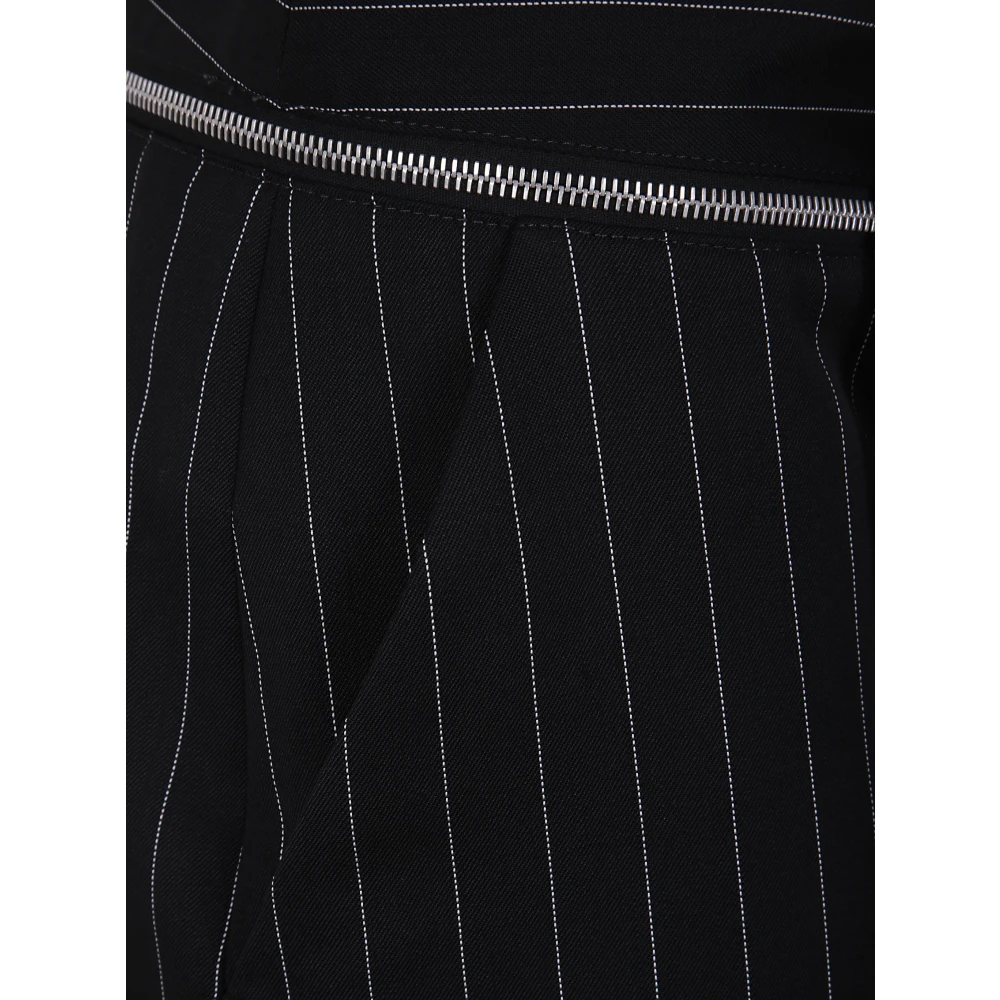 Jean Paul Gaultier Pinstripe Wool Tailored Broek met Riem Black Dames