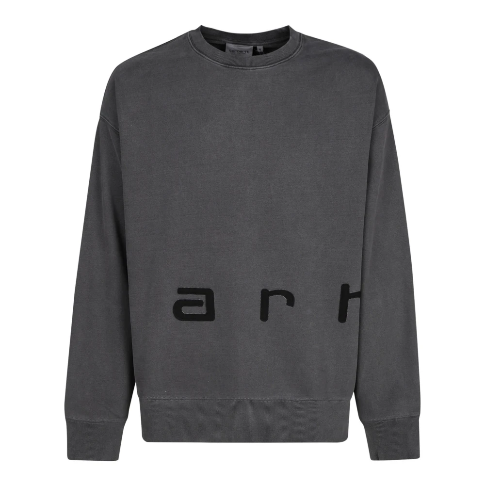 Carhartt WIP Script Katoenen Sweatshirt met Geribbelde Randen Black Heren