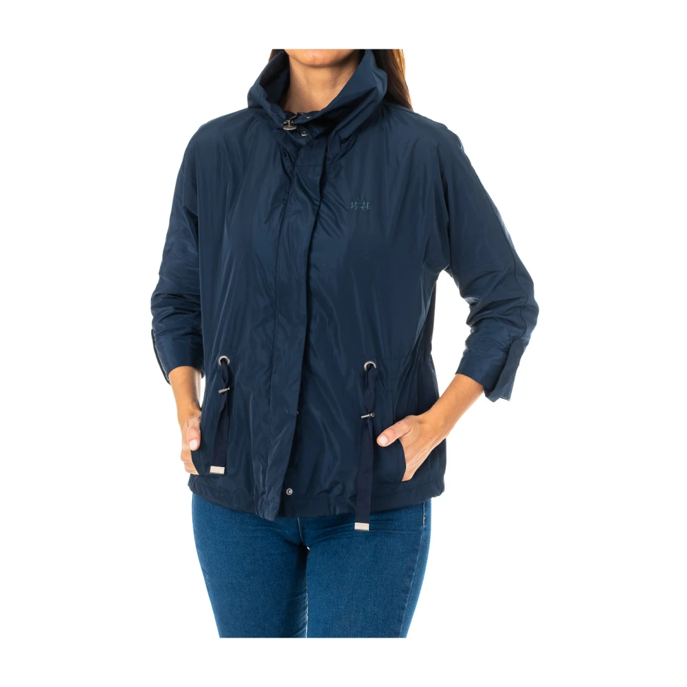 La Martina Women's Blue Long Sleeve Waterproof Jacket - Light Jackets - S - Jackets