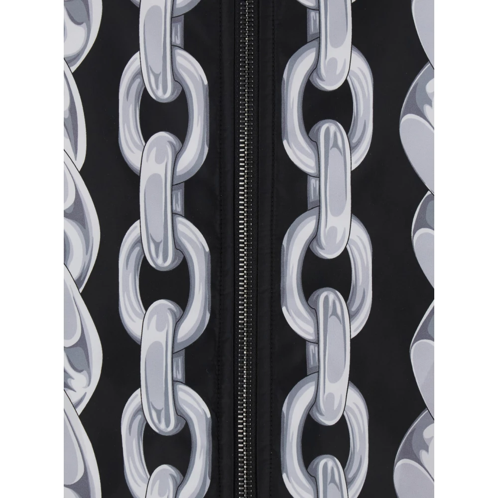 Versace Zwarte Omkeerbare Bomberjack met Kettingprint Black Heren