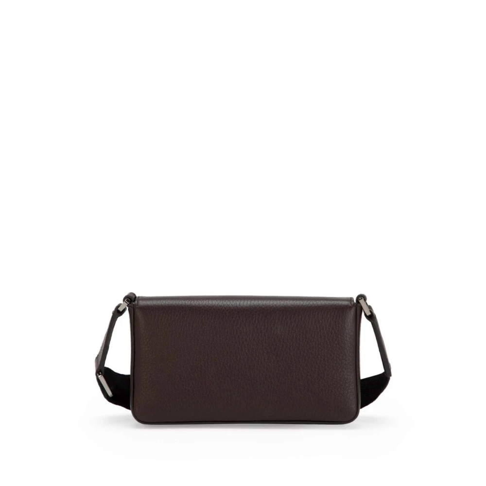 Dolce & Gabbana Geëtst Logo Leren Schoudertas Brown Heren