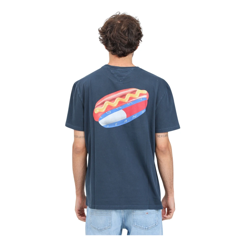 Tommy Jeans Blauw Kortemouw Grafisch T-shirt Blue Heren