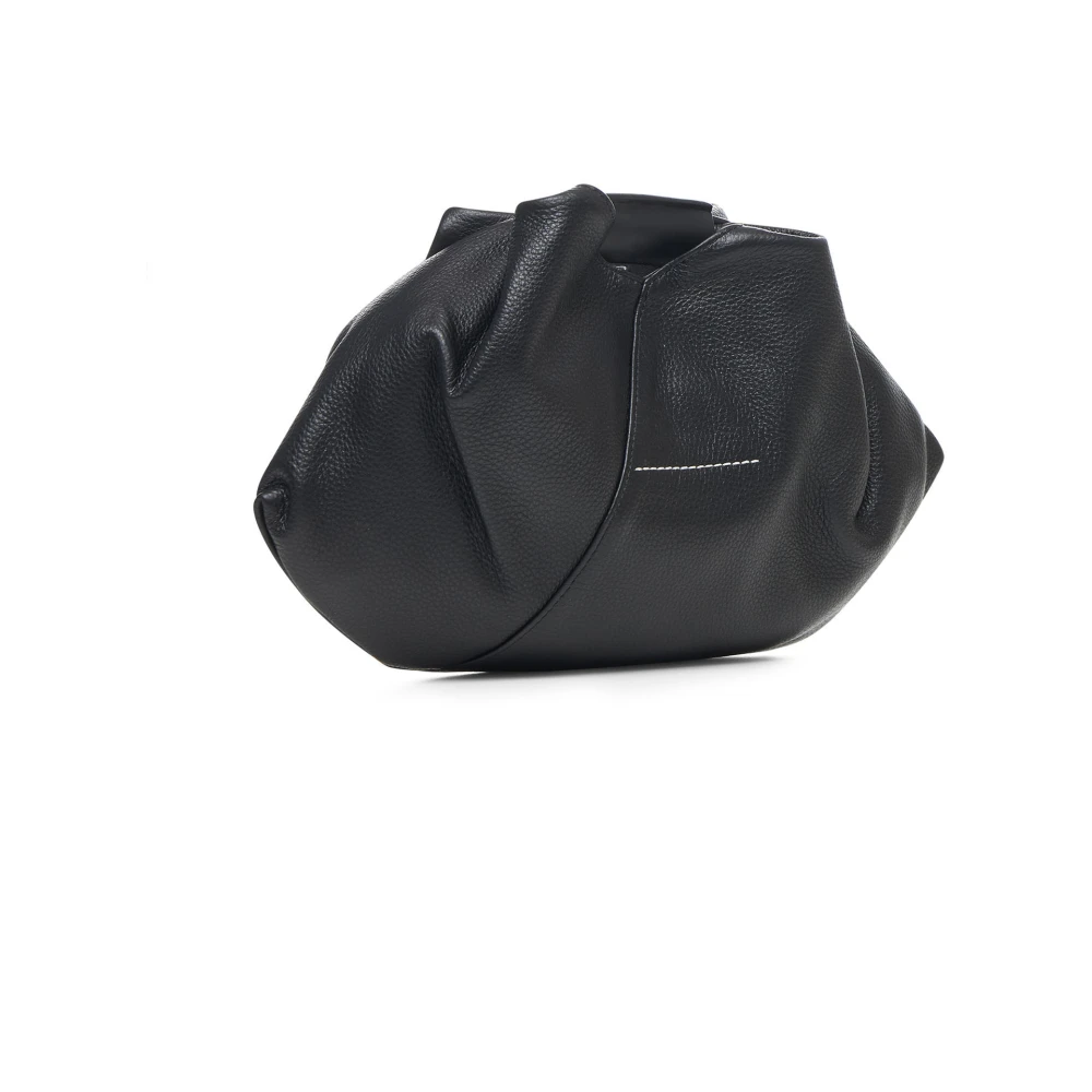 MM6 Maison Margiela Zwarte leren mini-tas met gedrapeerd design Black Dames