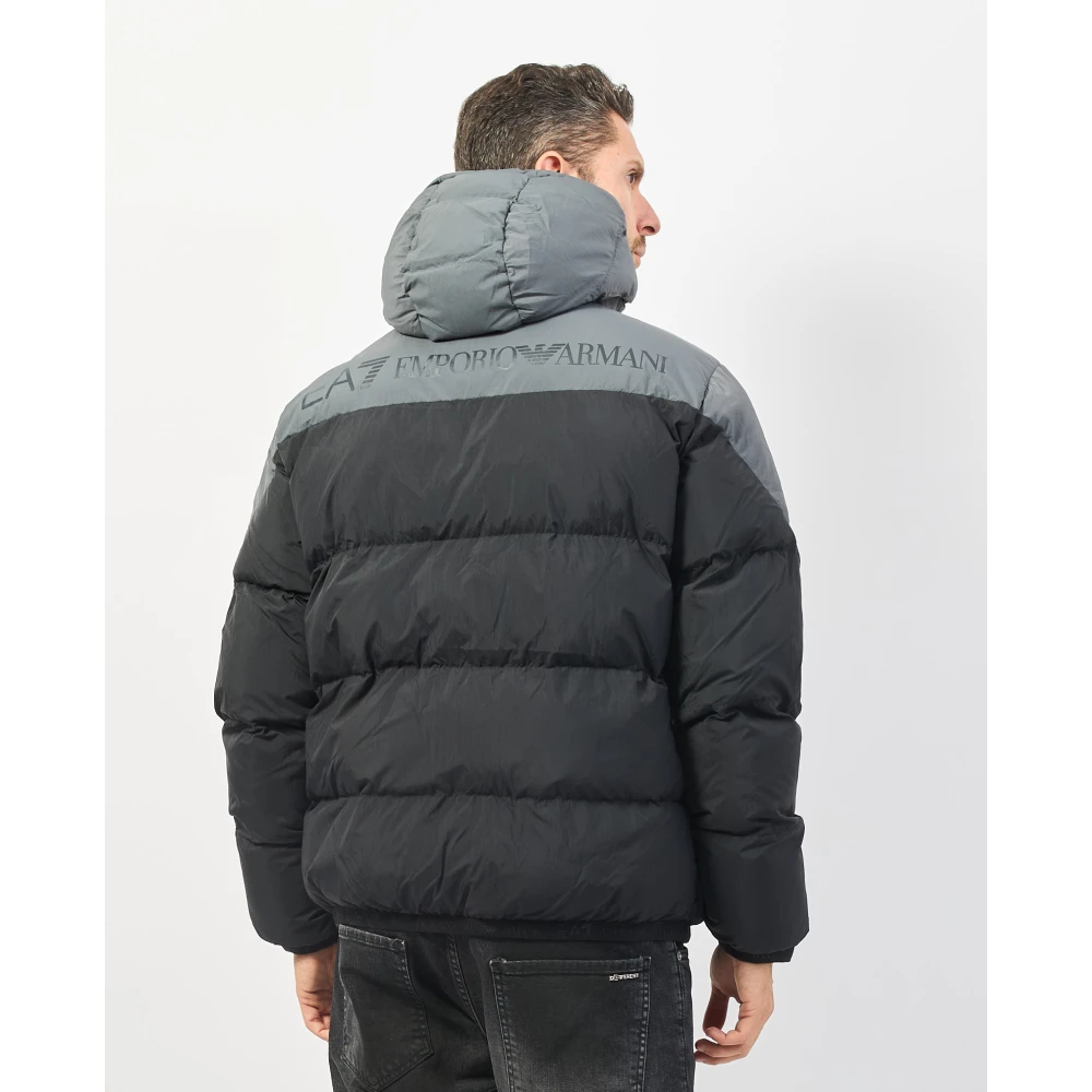 Emporio Armani Zwarte Bomberjack met Capuchon Black Heren