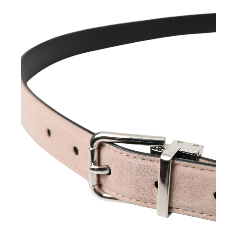 Dolce & Gabbana Beige Suède Riem met Zilveren Gesp Beige Heren
