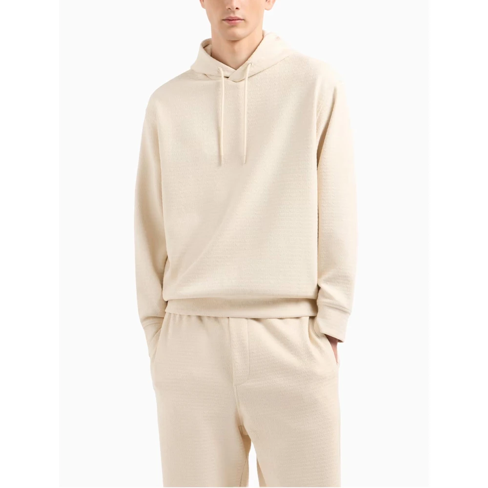 Emporio Armani Jacquard Lettering Sweaters Beige Heren