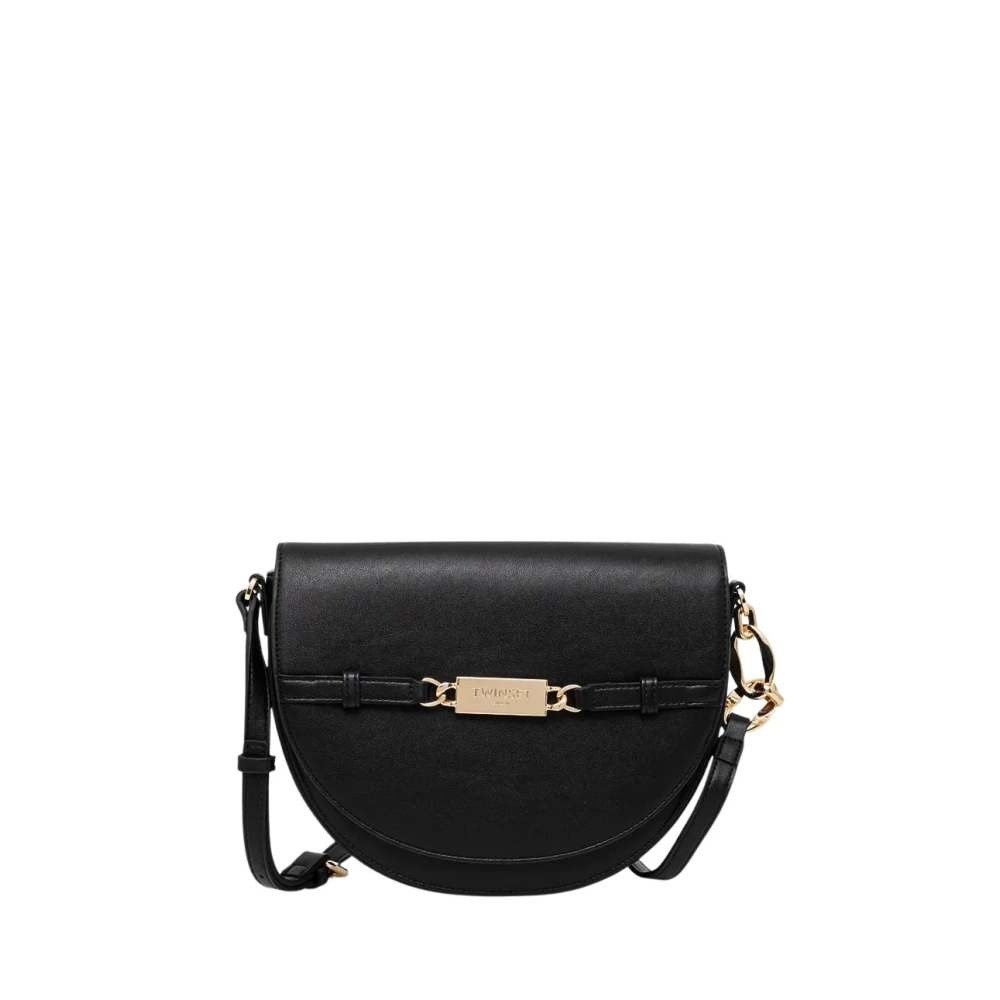 Twinset Schoudertas met logoplaat Black Dames