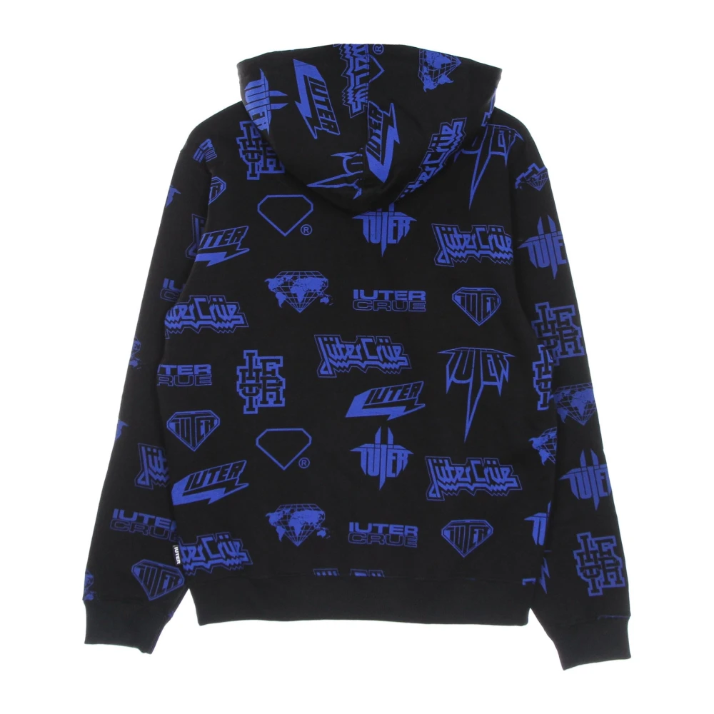 Iuter Zwarte hoodie met hoornprint Black Heren